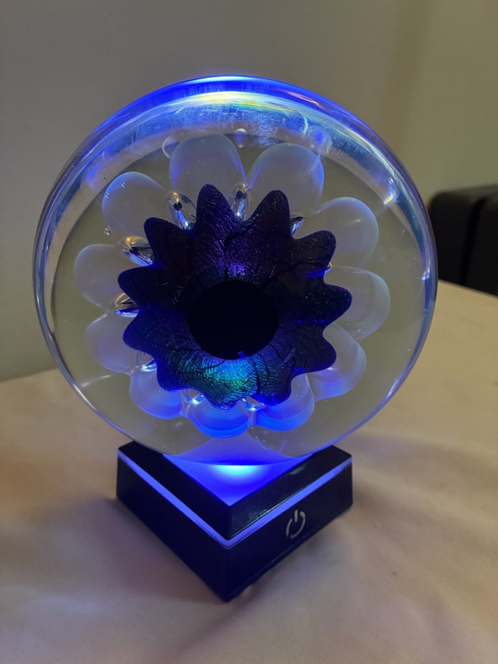 Blue and Cream Glass Starburst Sculpture Called "Starburst"! (Paperweight)